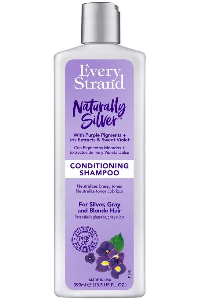 شامبو بلسم طبيعي بلون فضي مع أصباغ بنفسجية وخلاصات زهرة السوسن ورائحة البنفسج الحلوة، 399 مل